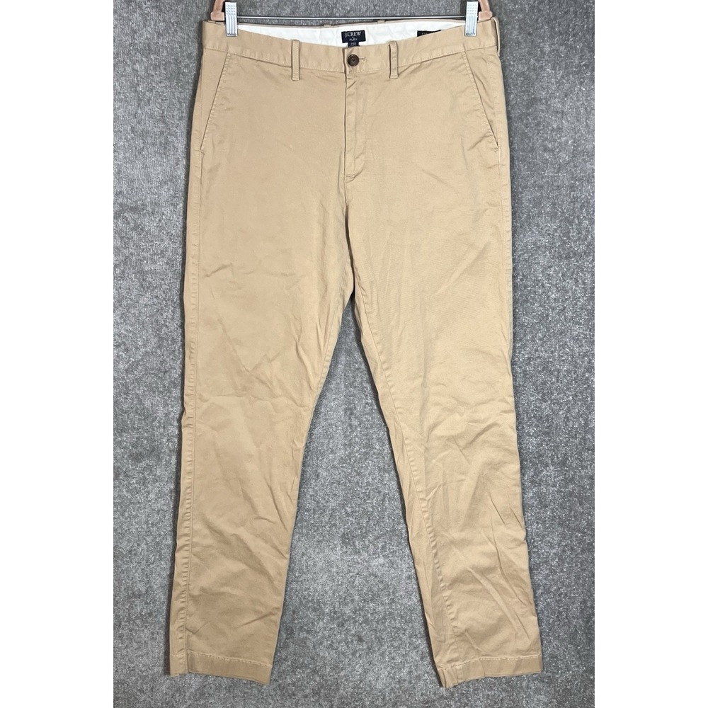 J Crew Flex‎ Straight Chino Pants Mens Size 34x36 Tan Stretch Pockets Preppy